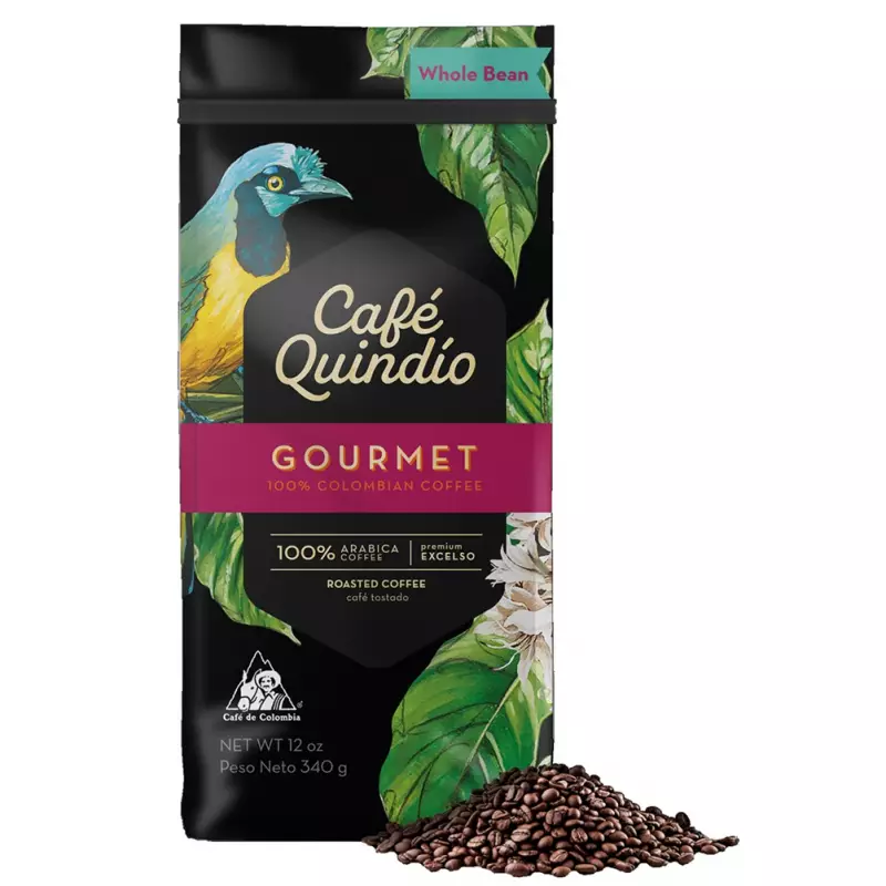 Cafe Quindio Gourmet | Medium Roast 100% Colombian Excelso Whole Bean Arabica Coffee | 12 Ounce BagE