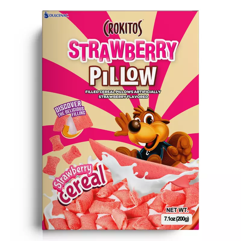 Crokitos | Pillow-shaped cereal with strawberry-flavored filling | 7.1 oz E