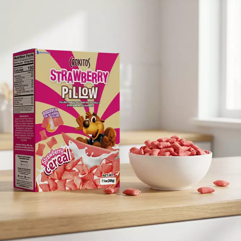 Crokitos | Pillow-shaped cereal with strawberry-flavored filling | 7.1 oz E