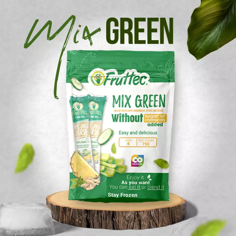 Fruttec | Green Mix. 100% Natural | Six Pack 26.46 Oz E.