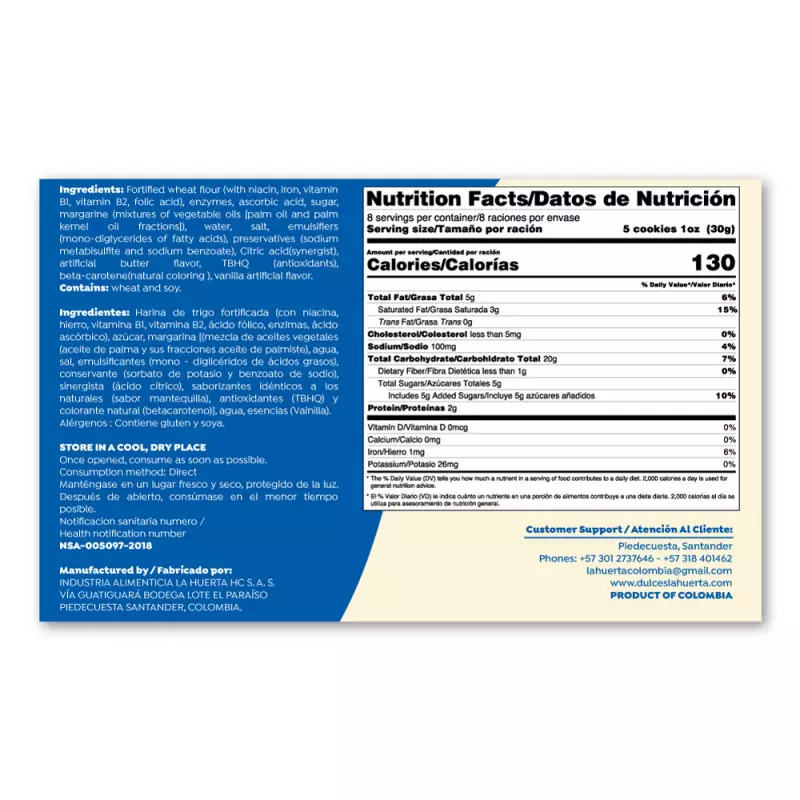 Galletas Carlitas | Cookies Vanilla | 8.47 oz E.