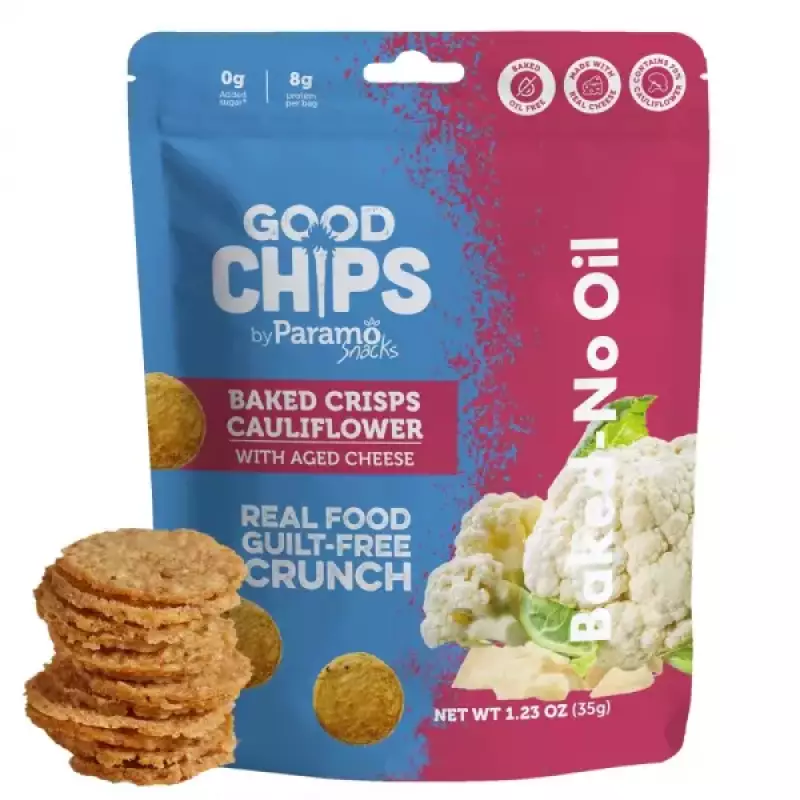 Good Chips by Paramo Snacks | Baked Cauliflower Cheese Crisps | 1.23 oz Snack Vegetarian E.