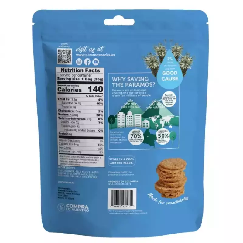 Good Chips by Paramo Snacks | Baked Cauliflower Cheese Crisps | 1.23 oz Snack Vegetarian E.