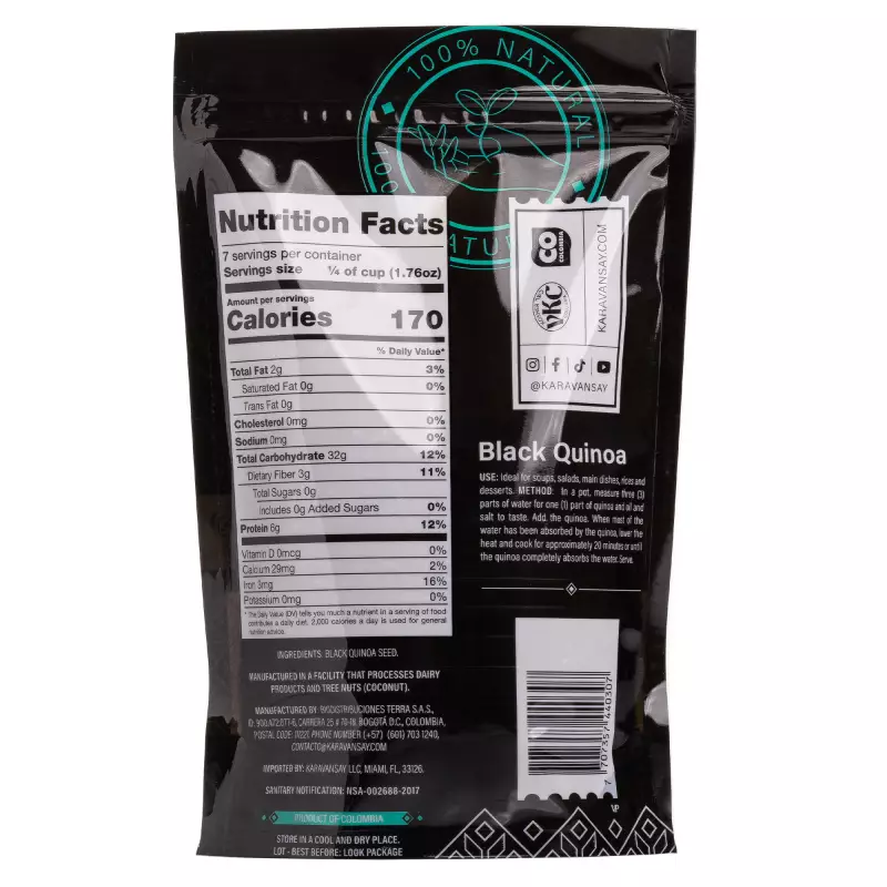 Karavansay Alimentos Naturales | Black Quinoa | 12 oz E.