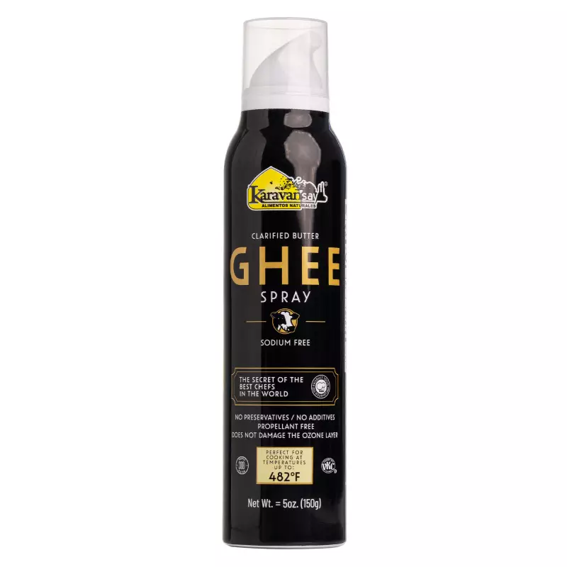 Karavansay Alimentos Naturales | Ghee spray | Pack of 2 Aluminium bottle x 10 oz E.