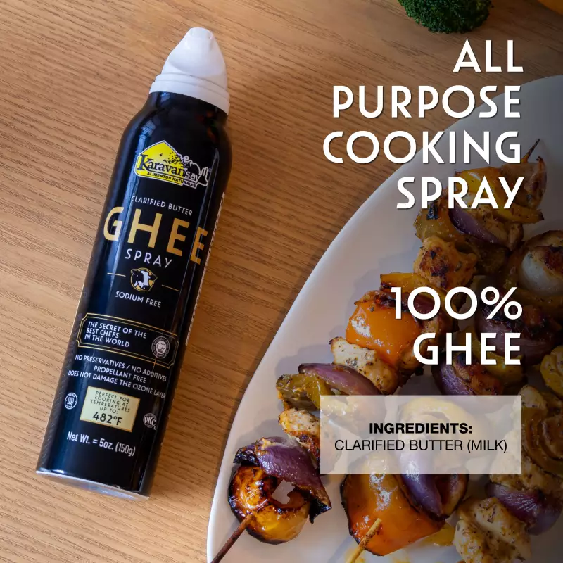 Karavansay Alimentos Naturales | Ghee spray | Pack of 2 Aluminium bottle x 10 oz E.