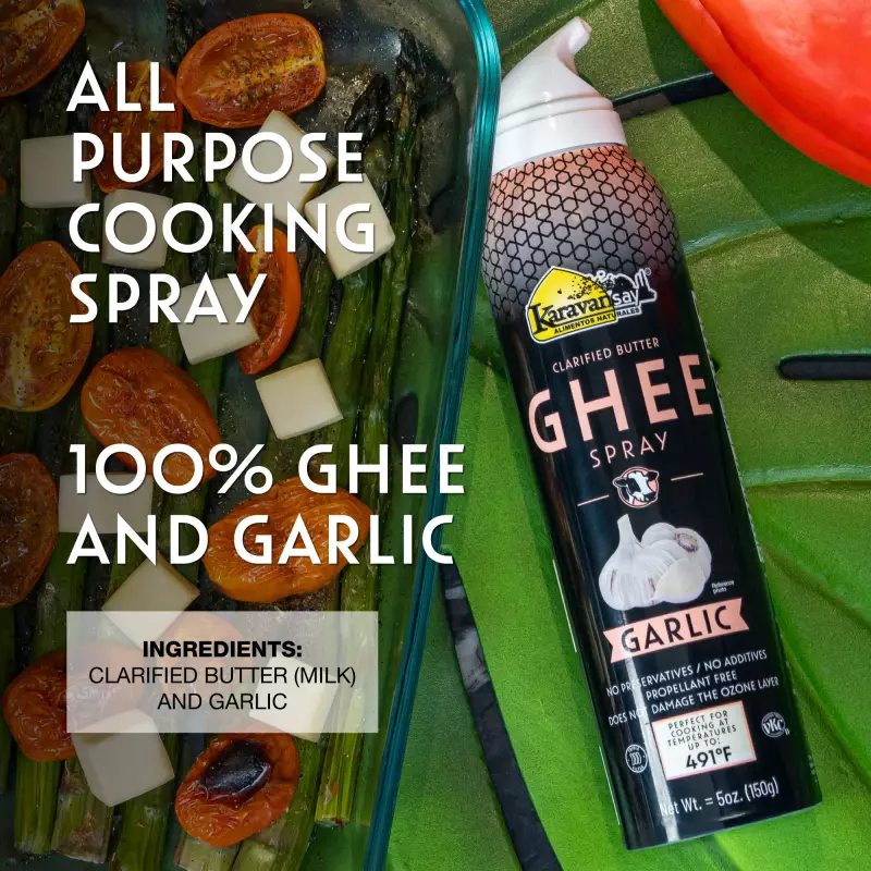 Karavansay Alimentos Naturales | Ghee spray | Pack of 2 Aluminium bottle x 10 oz E.