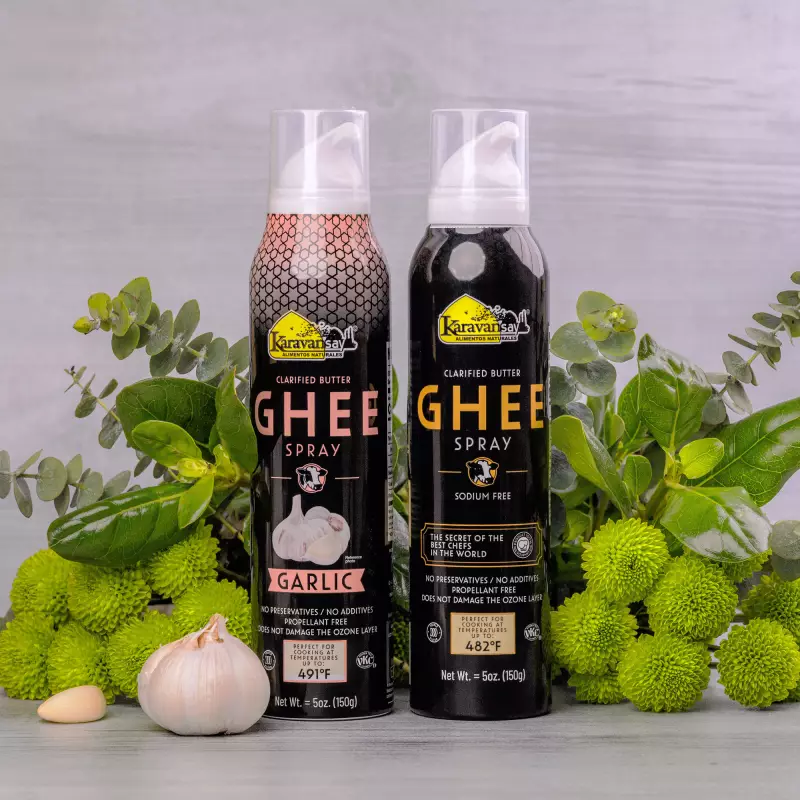 Karavansay Alimentos Naturales | Ghee spray | Pack of 2 Aluminium bottle x 10 oz E.