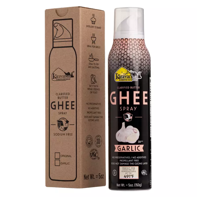 Karavansay Alimentos Naturales | Ghee Spray Garlic | 5 oz E.
