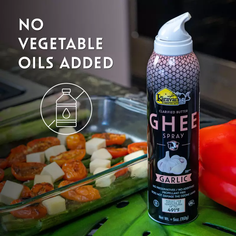 Karavansay Alimentos Naturales | Ghee Spray Garlic | 5 oz E.
