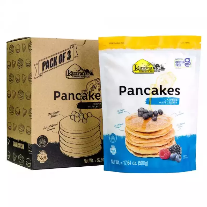 Karavansay Alimentos Naturales | Premix pancakes crepes and waffles | Doypack 17.64 Oz E.
