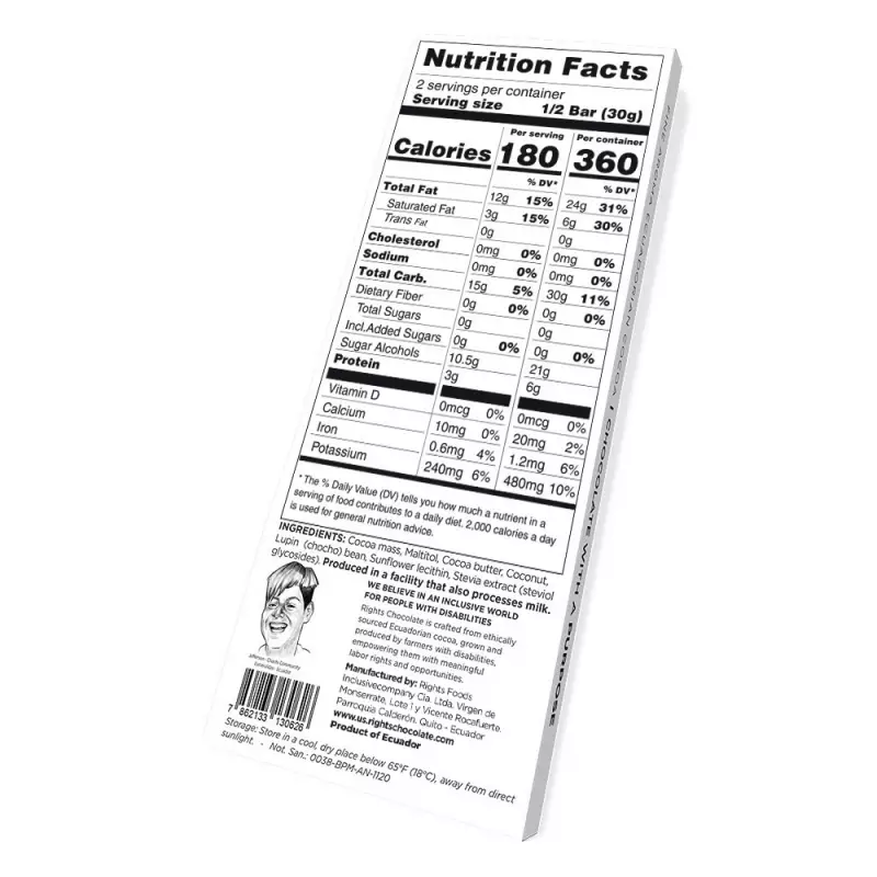 Rights Chocolate | 55% Dark Chocolate with Adean Lupine | 2,11 oz. E