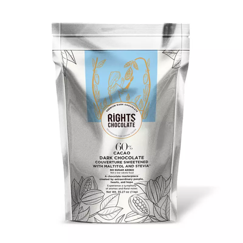 Rights Chocolate | 60% Dark Chocolate Coverture Sweetened with Maltitol and Stevia | 35,27 oz E