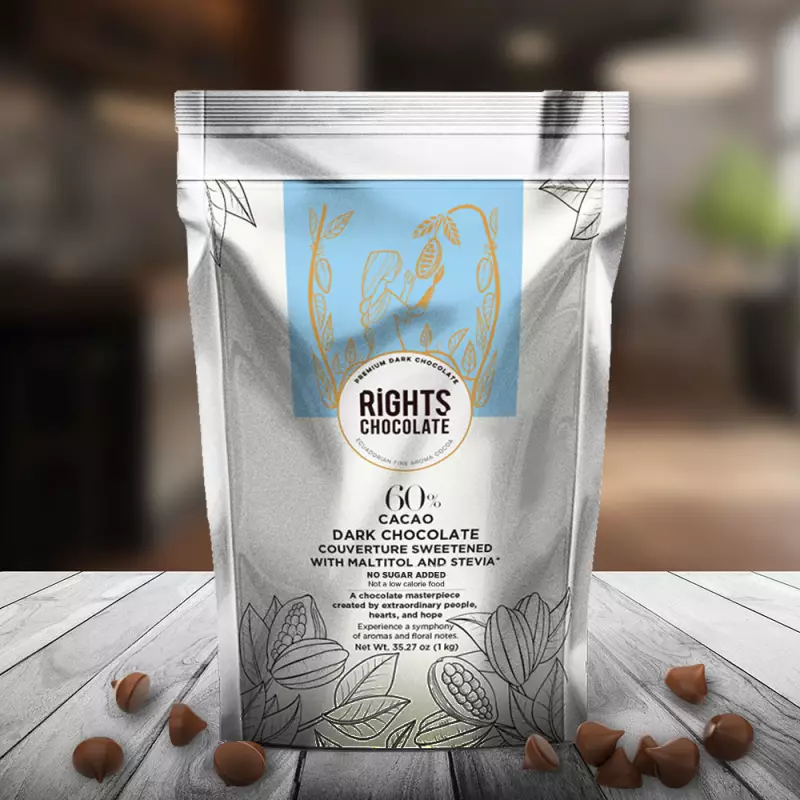 Rights Chocolate | 60% Dark Chocolate Coverture Sweetened with Maltitol and Stevia | 35,27 oz E