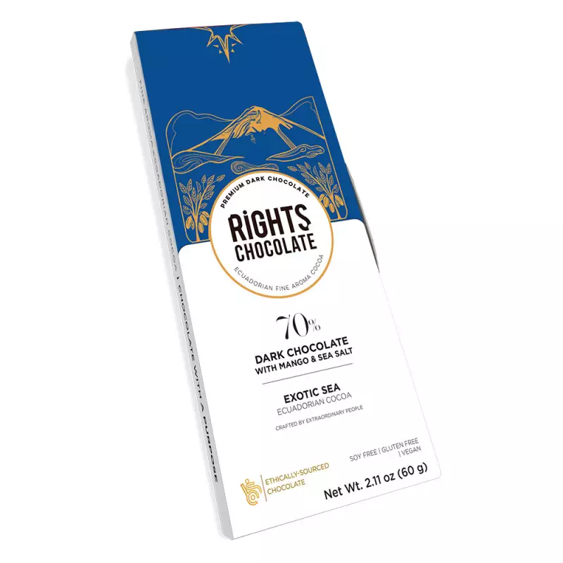Rights Chocolate | 70% Dark Chocolate with mango & Sea Salt | 2,11 oz. E