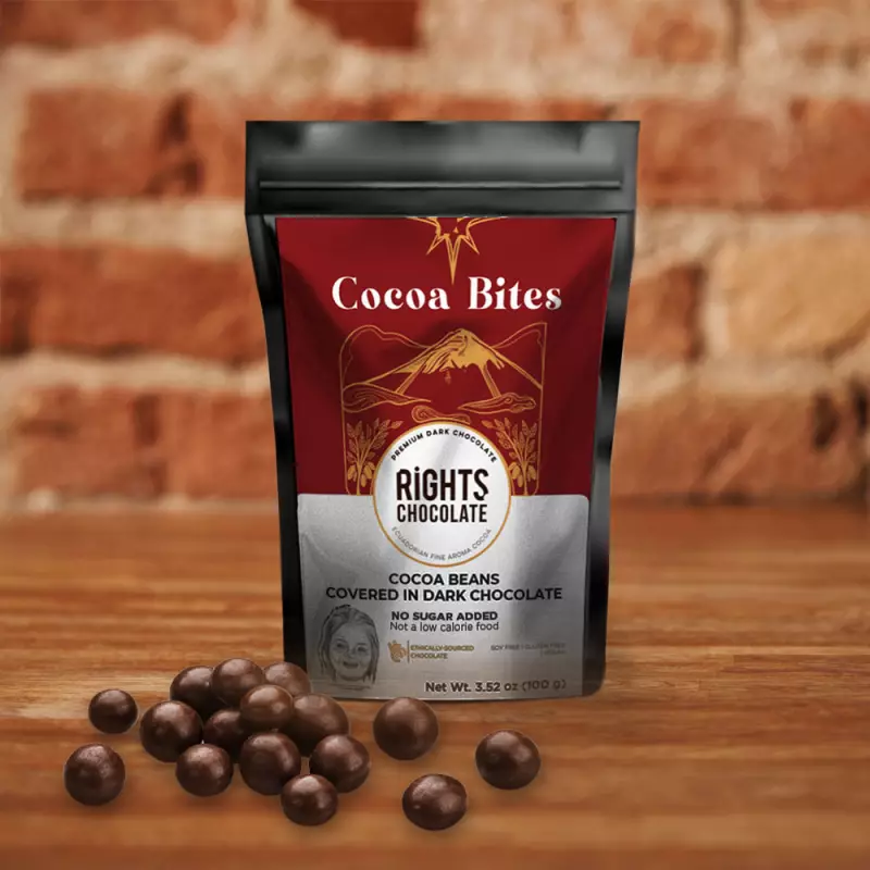 Rights Chocolate | Cocoa beans covered in dark chocolate no sugar added | 3,52 oz E