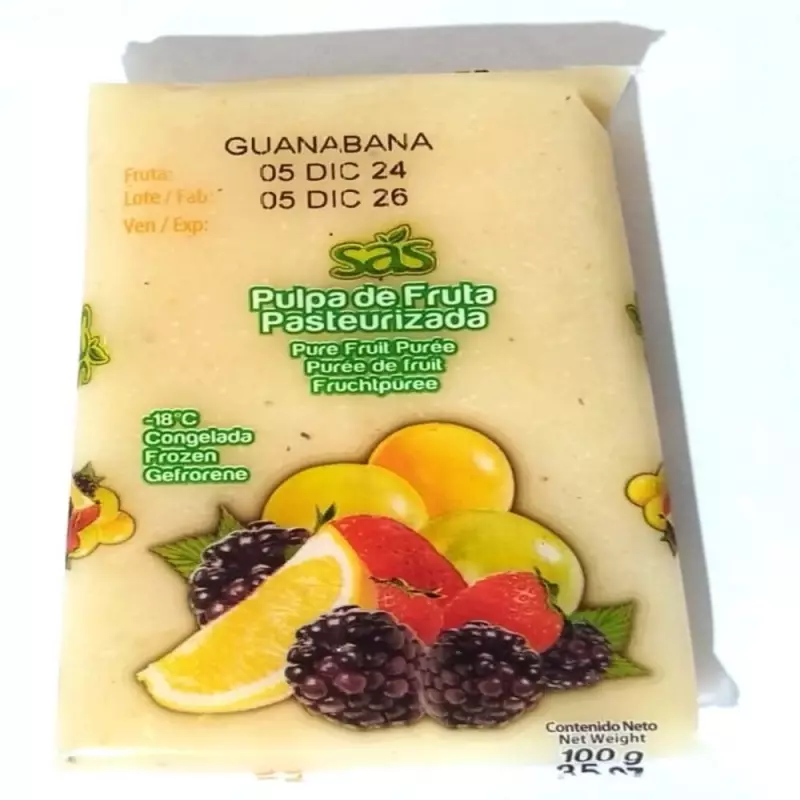 SAS | Pasteurized Soursop Fruit Pulp | 35 oz (1.000gr) E.