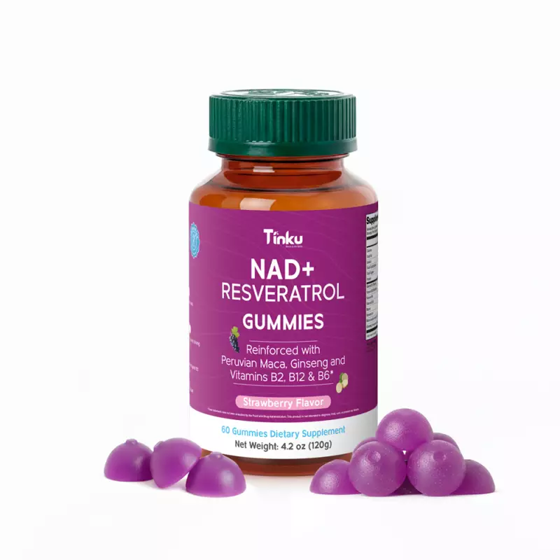 Tinku | Longevity & Daily vitality Boost Gummies | NAD, Resveratrol, Maca | 4.2 oz E
