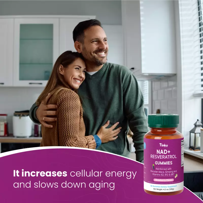 Tinku | Longevity & Daily vitality Boost Gummies | NAD, Resveratrol, Maca | 4.2 oz E