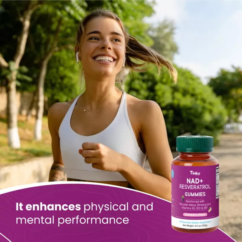 Tinku | Longevity & Daily vitality Boost Gummies | NAD, Resveratrol, Maca | 4.2 oz E