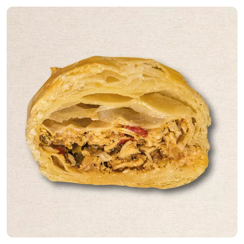 Yummy Puffies | Puff Pastry Stuffed With Chicken, Vegetables And Sauce Raw | E.