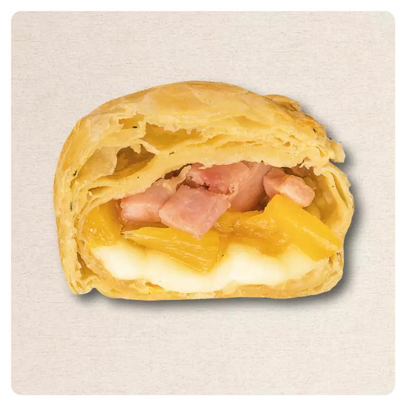 Yummy Puffies | Puff Pastry Stuffed With Ham, Cheese And Pineapple Raw | E.