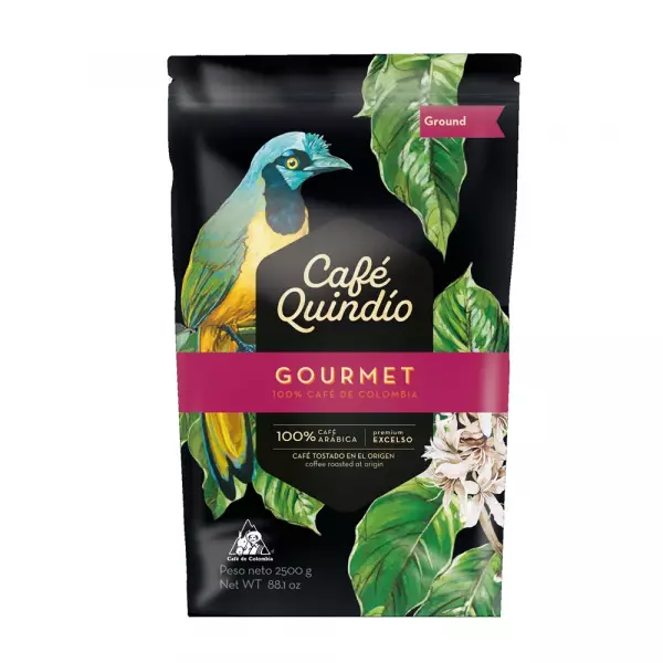 Cafe Quindio Gourmet | Medium Roast 100% Colombian Excelso Ground Arabica Coffee|88 Ounce BagE