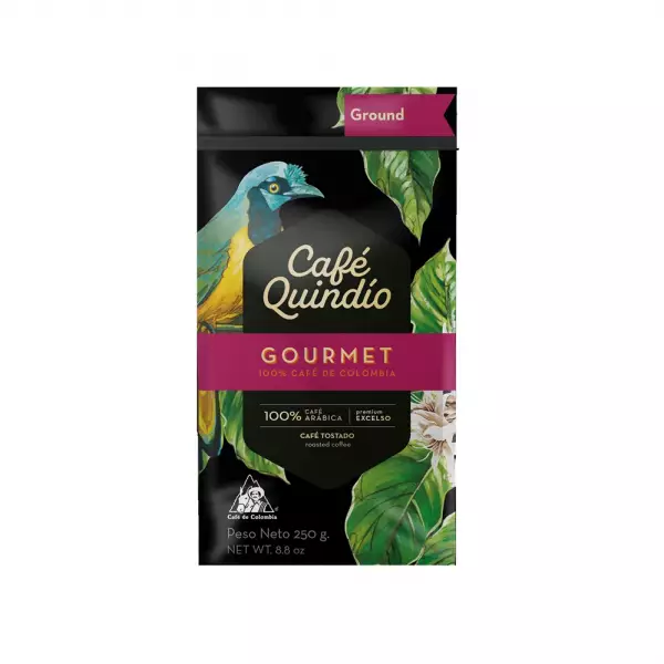 Cafe Quindio Gourmet | Medium Roast 100% Colombian Excelso Ground Arabica Coffee | 8.8 Ounce Bag E
