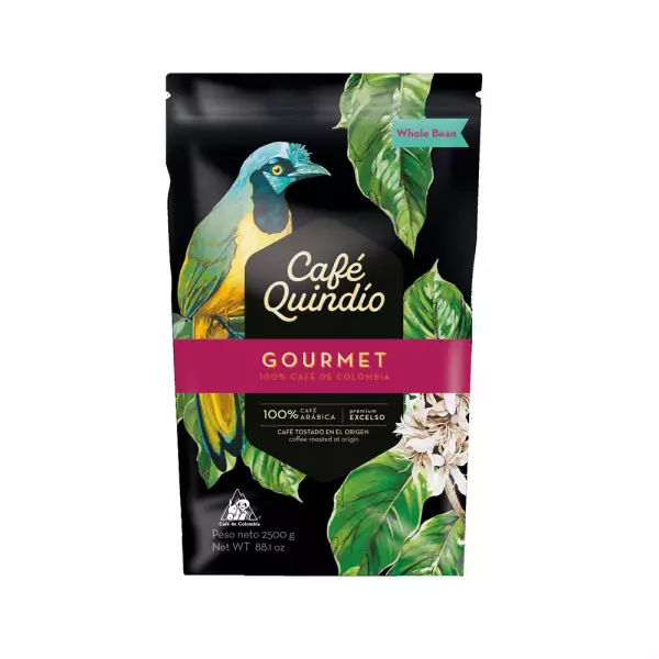 Cafe Quindio Gourmet | Medium Roast 100% Colombian Excelso Whole Bean Arabica Coffee | 88 Ounce Bag