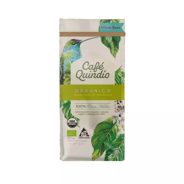 Cafe Quindio Organic | 100% Colombian Excelso Whole Bean Coffee | 12 Ounce Bag  E