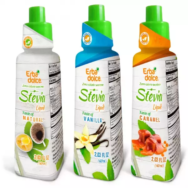 Erbadolce | Stevia liquid | sweetener pack of 3flavors. E.