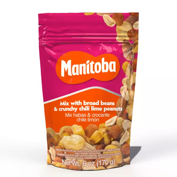 Manitoba | Summer Mix Nuts. Spicy With Chili and Lime Peanuts And Broadbeans | X 6Oz Doypack E.