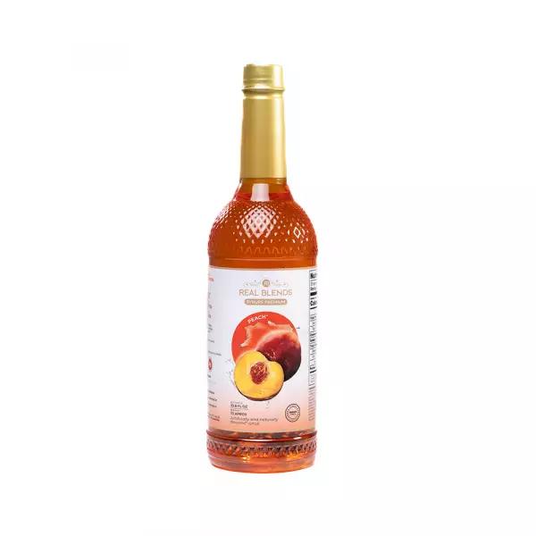 Real Blends | Peach Premium Blend Syrups Premium | 33.8 fl oz
