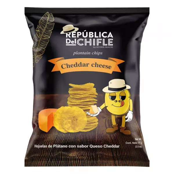 Republica del Chifle | Banana chip with cheddar cheese flavor | 2.5 oz E