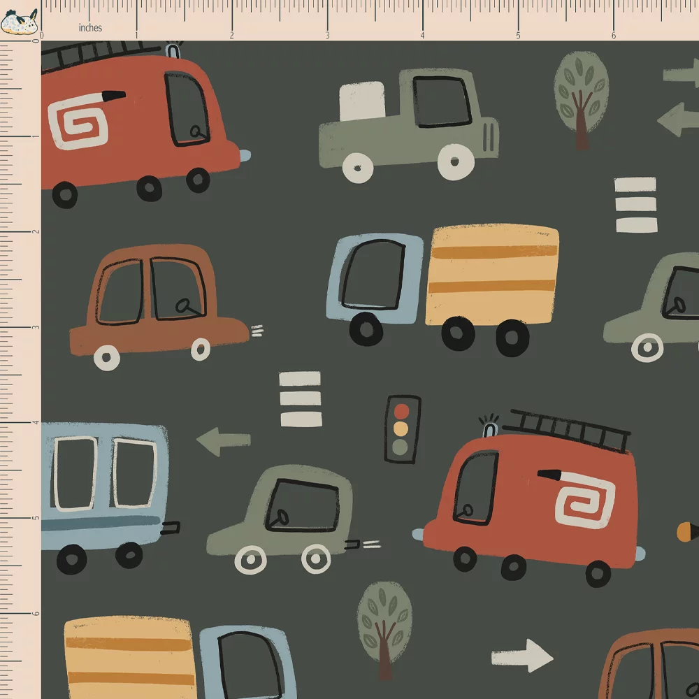 Cotton Jersey Beep Beep Olive Big