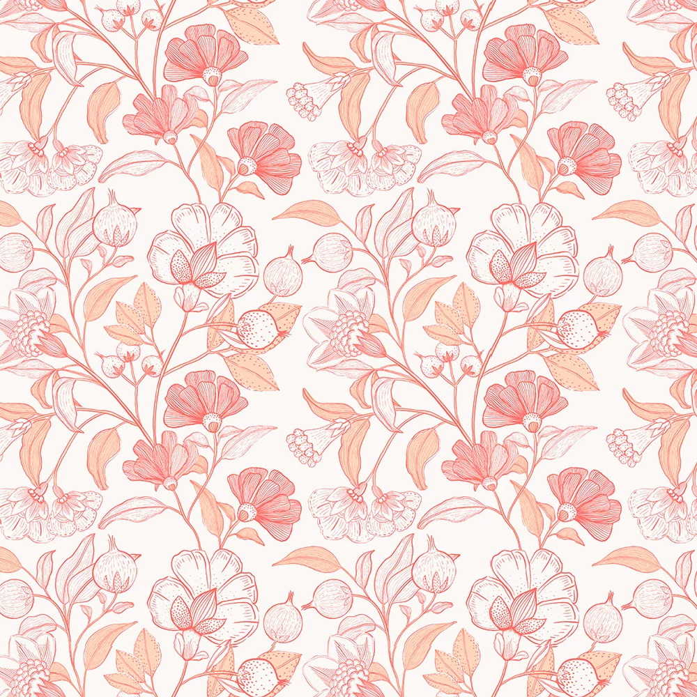 Cotton Jersey Drawn Flowers