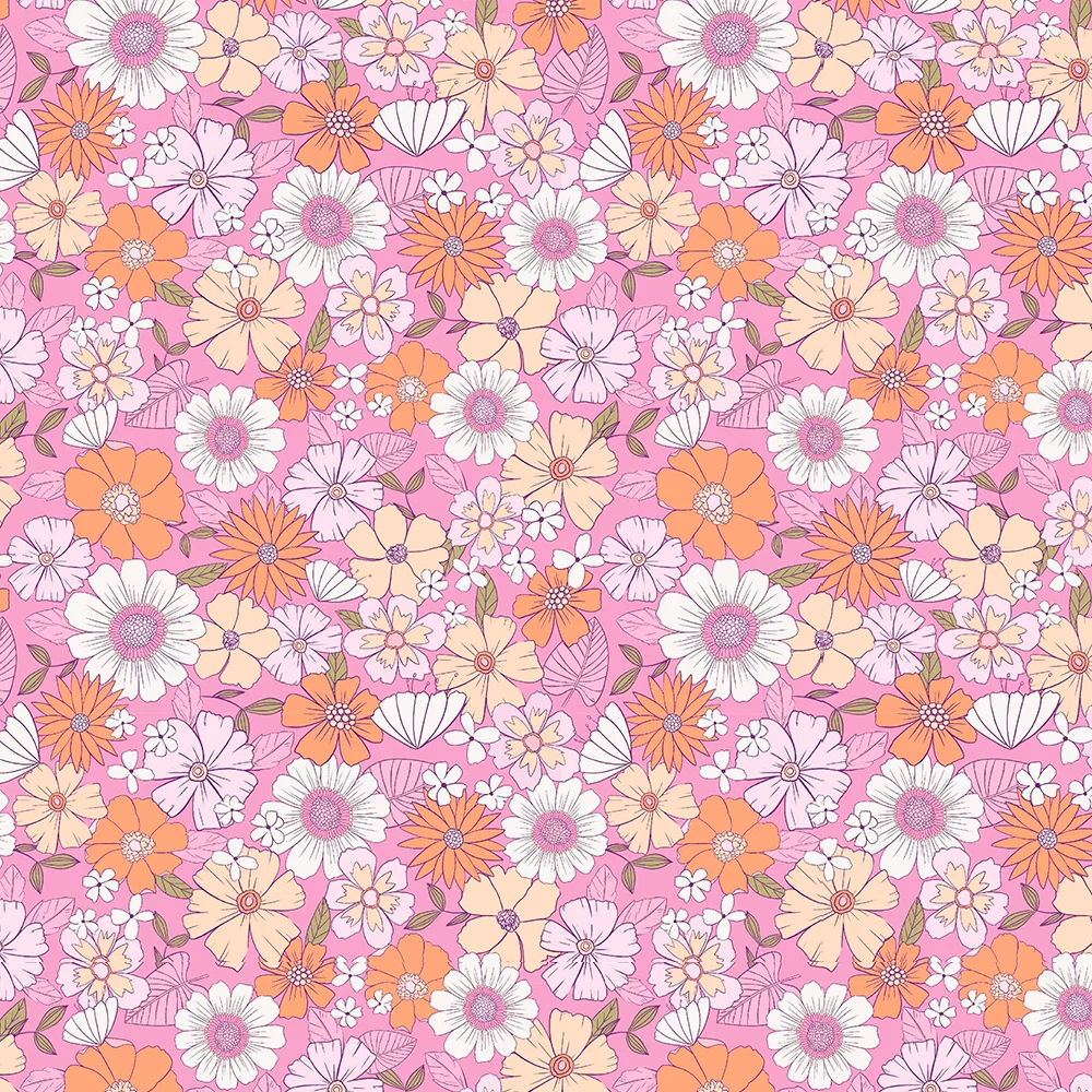 Cotton Jersey Garden Flowers