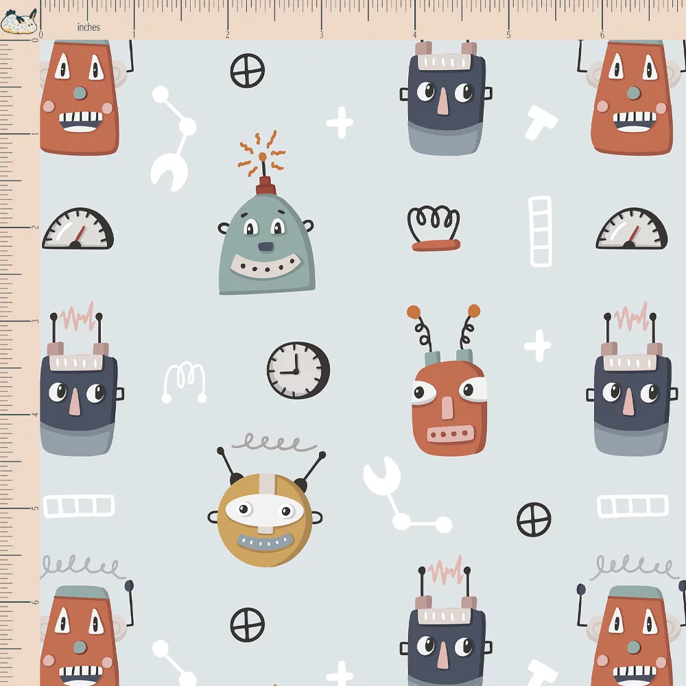 Cotton Jersey Robots 2