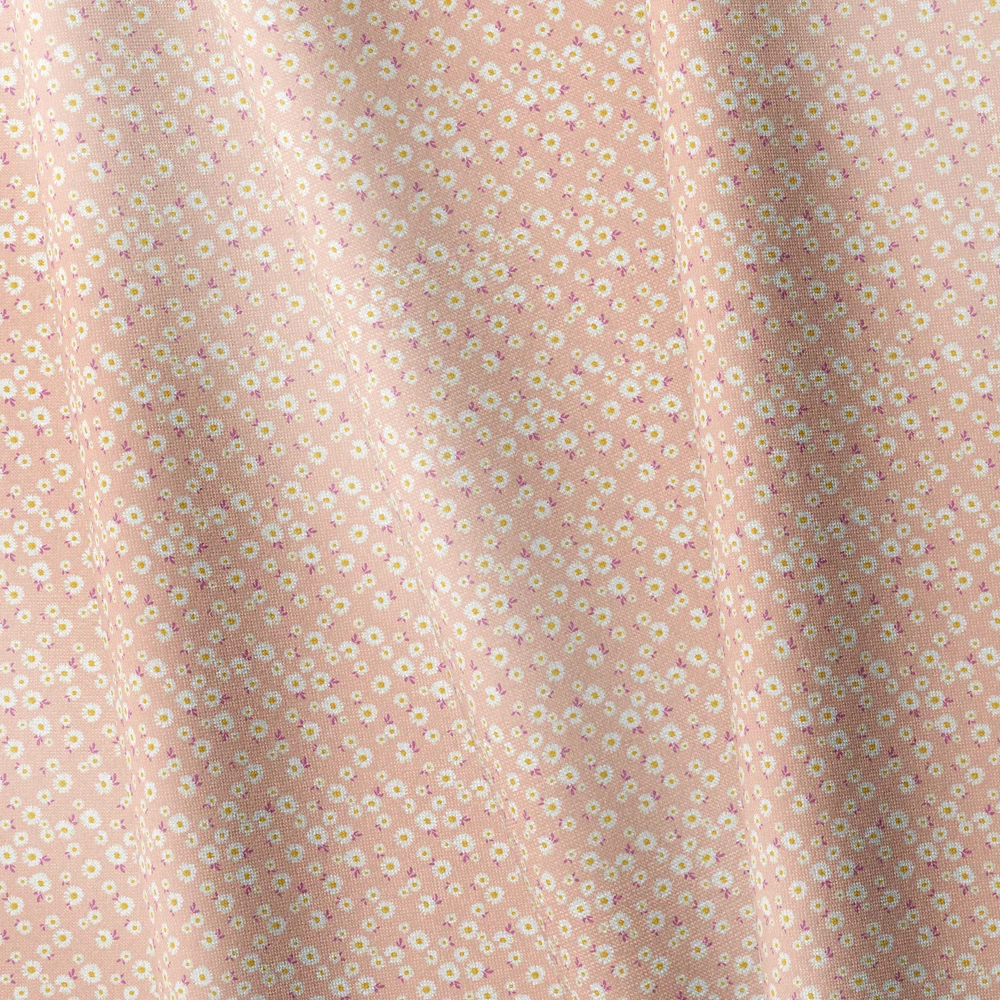 Cotton Jersey White and Salmon Flowers