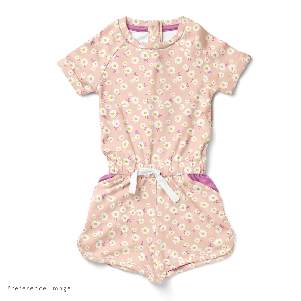 Cotton Jersey White and Salmon Flowers