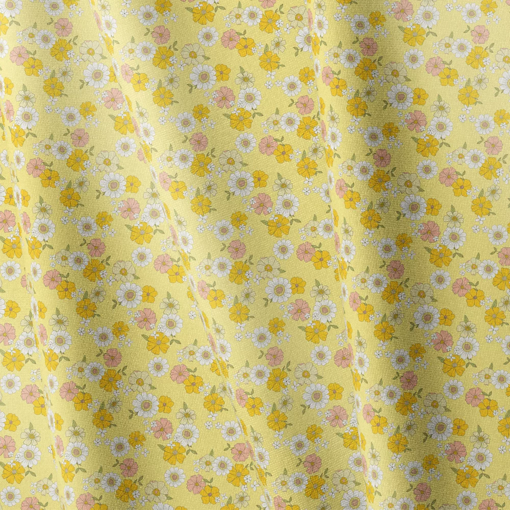 Cotton Jersey Yellow Flowers